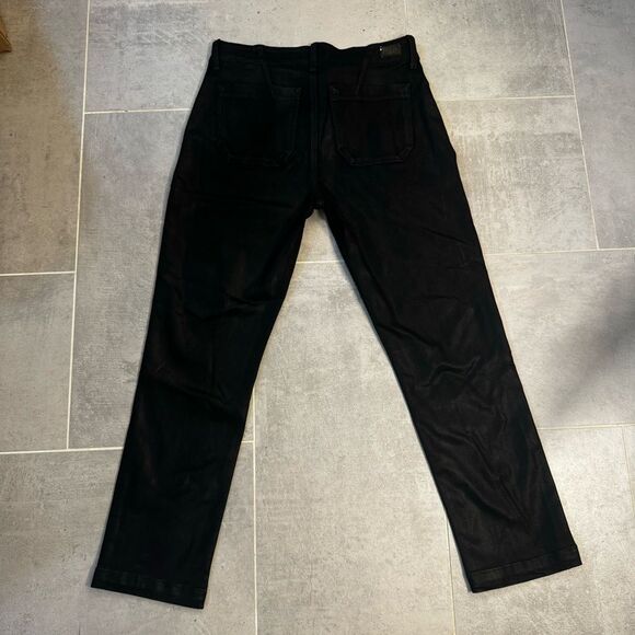 PAIGE Mayslie Straight Ankle Pants in Black Fog Luxe Coating - Size 30 - Picture 7 of 16